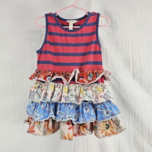 Matilda Jane Girl's Size 6 No Stopping Tunic Top Stripes 4th of July Excellent - Picture 1 of 6